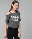 Women's Cotton Blend Typography Print Top