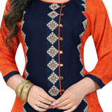 Buys Women's Orange, Blue Color Rayon Straight Kurta